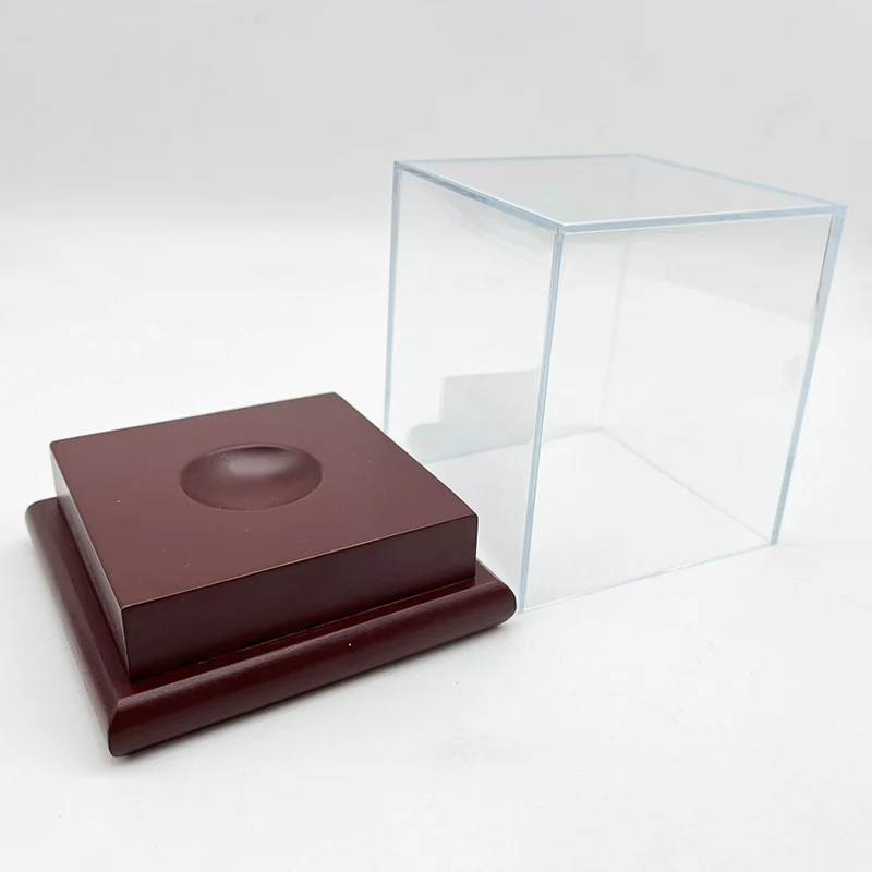 1 pc golf ball storage box, organic glass transparent wooden base acrylic baseball display box, storage box