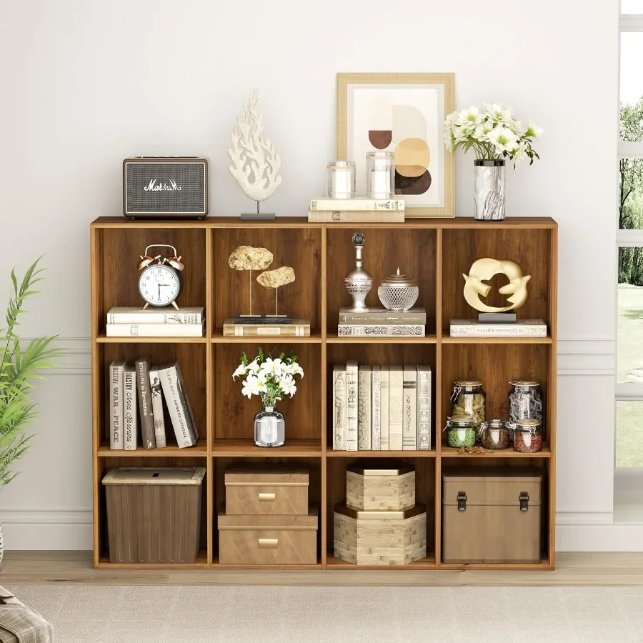 Wooden Storage Organizer with Closed Back Panel, 11in Cube Shelf Opening, Bookshelf, Display Shelf, Closet Cabinet for Home and