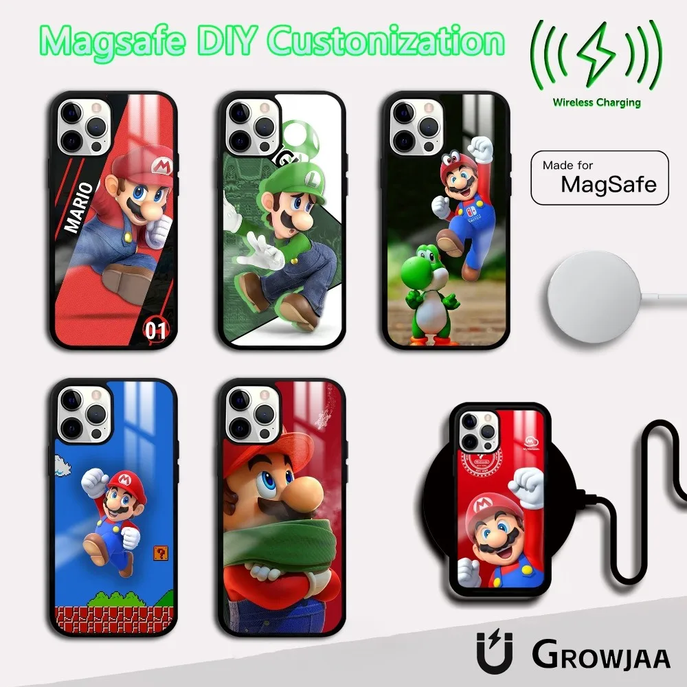 

MINISO Super M-Ma-R-rios Phone Case For iPhone 16 15 14 13 12 11 Pro Max Plus Mini Magsafe Mirror Wireless Magnetic Cover