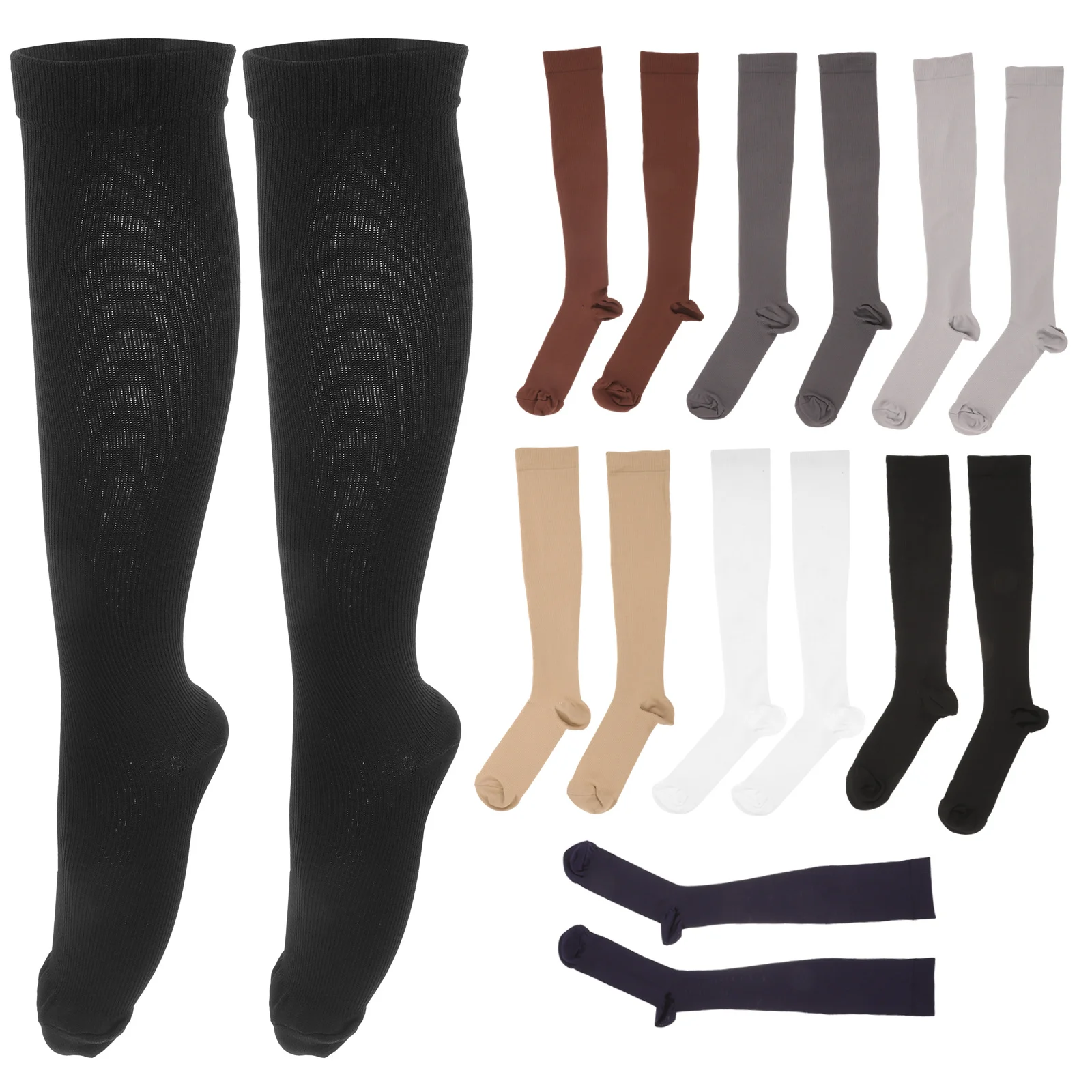 

8 Pairs Running Socks High Tube Elastic Moisture Wicking L XL 8 Double Layer Outdoor Winter Warm Skating Hockey Socks Fitness