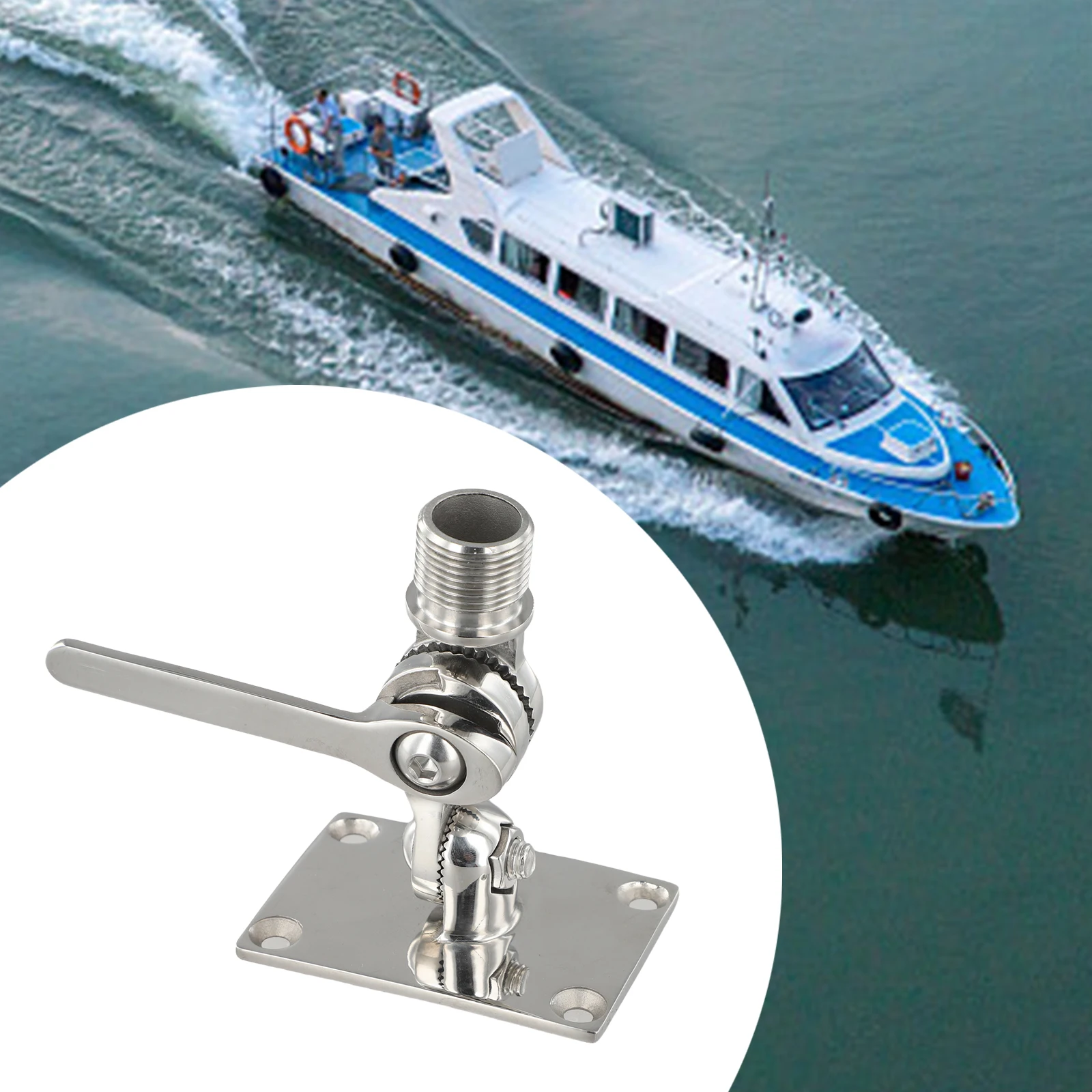

93mm X 64mm Adjustable Antenna Base 316 Stainless Steel Construction Compact Base Size 93mm X 64mm Marine Applications