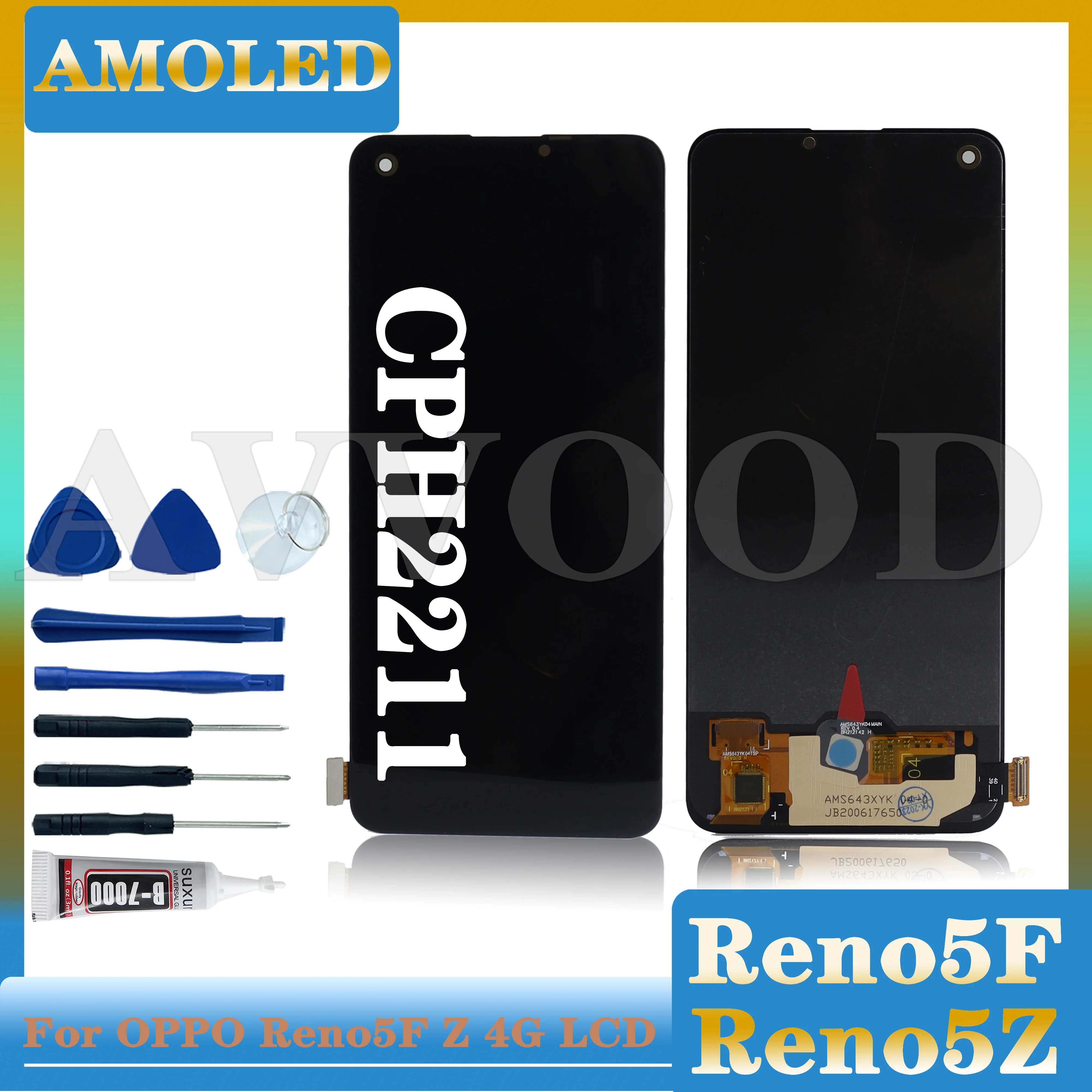 

AMOLED For Oppo Reno5 Z /Reno5 F 4G LCD Display Touch Screen Sensor Digitizer Assesmbly Replacement Parts CPH2211 LCD Display