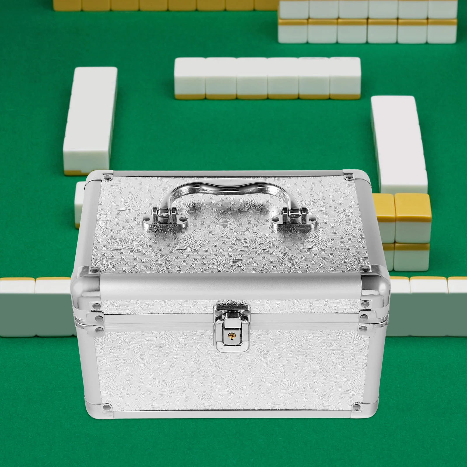 กล่องเก็บไพ่นกกระจอกอลูมิเนียมอัลลอยด์ความจุขนาดใหญ่แบบพกพาอุปกรณ์จัดระเบียบในครัวเรือนอเนกประสงค์เคสที่ทนทาน