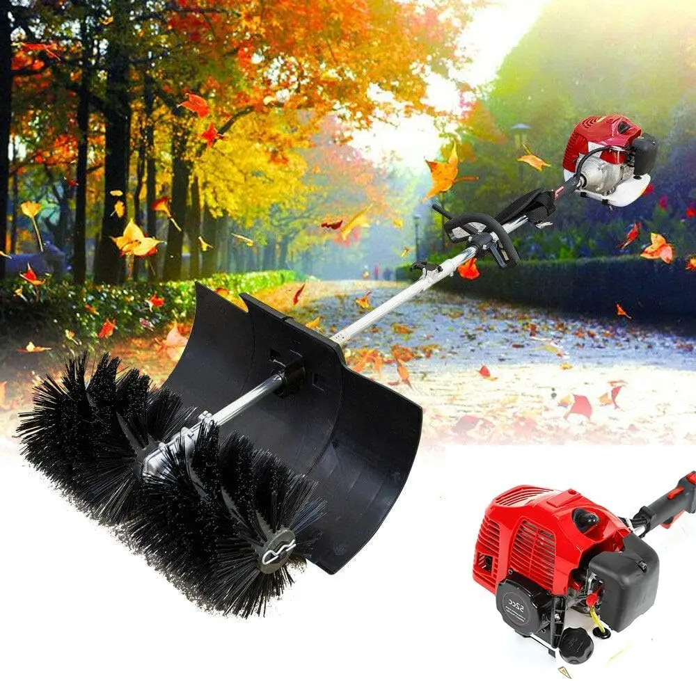 52Cc Gas Power Sweeper Sweeping Machine Handheld Walk Behind Broom Sweeper Nylon Brush Dirt Snow Sweeper Cleaner Walkway