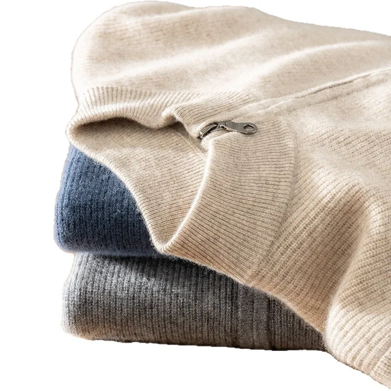 New Autumn Winter Men Cashmere Cardigan Stand Collar Thick Jacket Top