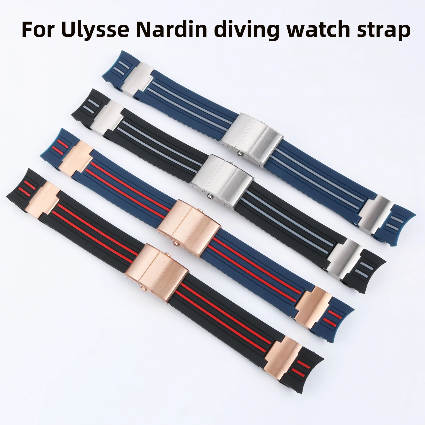 22mm/Curved/End/Silicone/Rubber/Watch/Band/For/Ulysse/Nardin/263/DIVER/strap/Between/colors/Waterproof/belt/watch/Bracelets