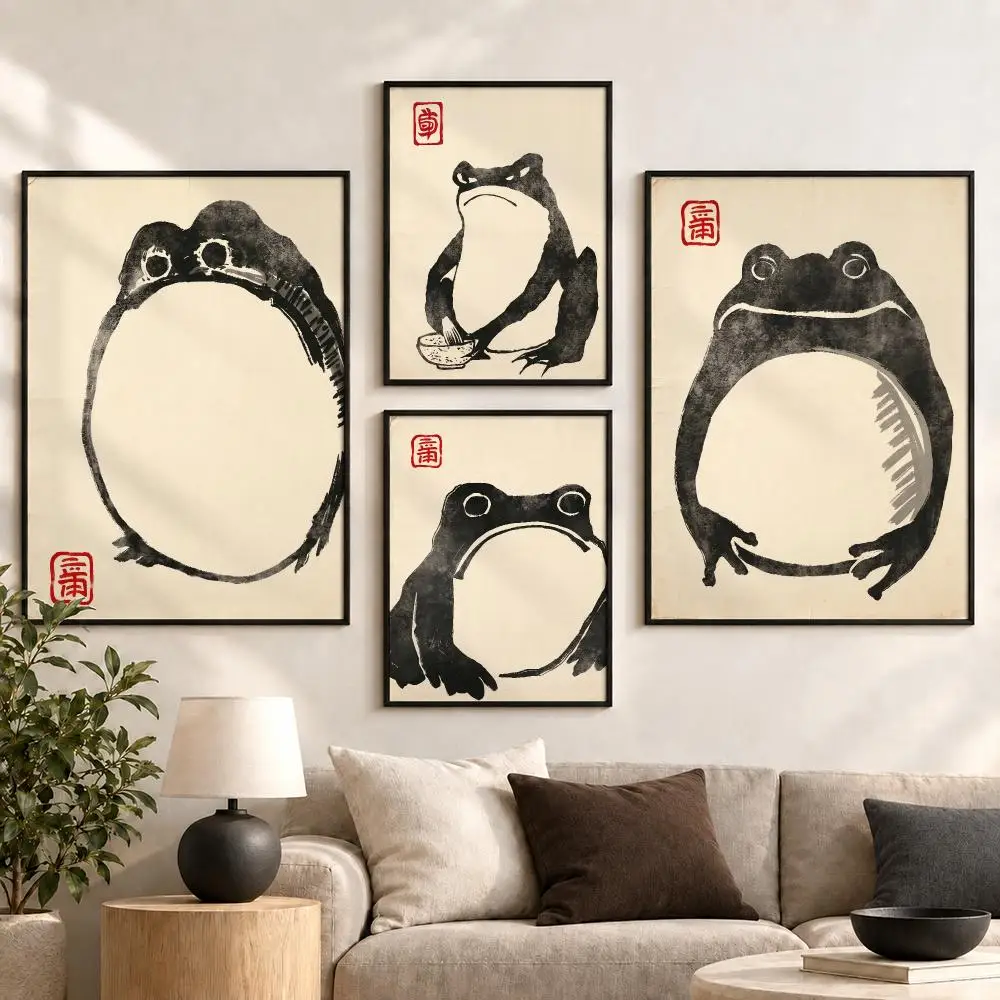 Ukiyo-e style frog Japanese Classic Nature Aesthetic Poster Aesthetic Art Print for Bedroom & Living Room Decor, Unframed