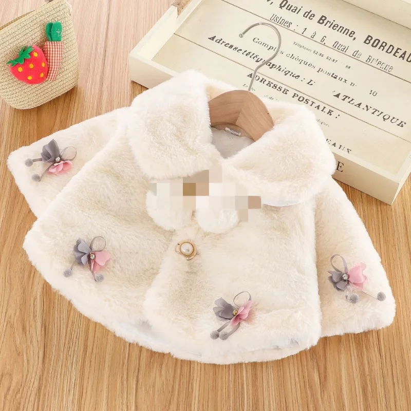 Autumn and Winter Baby Princess Flowers Fashion Little Children\'s Clothing Warm Sweet Cute Short Cape