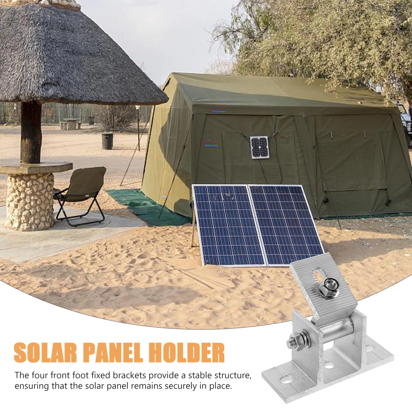 

4 Pcs Solar Panel Aluminum Alloy Adjustable Brackets Rubber Pads Wood Screws Mounting St High Strength Durability Tilt Angle
