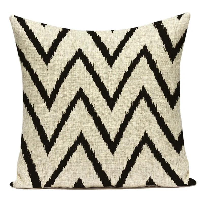 Cushion Cover Home Sofa Decor Black White Polyester Pillowcase Dotted Stripe Grid Triangle Geometry Art Pillow Cover