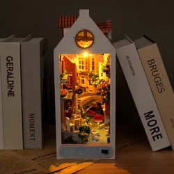 New Diy Wooden Bruges Ancient City Book Nook Shelf Insert Miniature Model Kits With Furniture Bookshelf Bookend Friends Gifts
