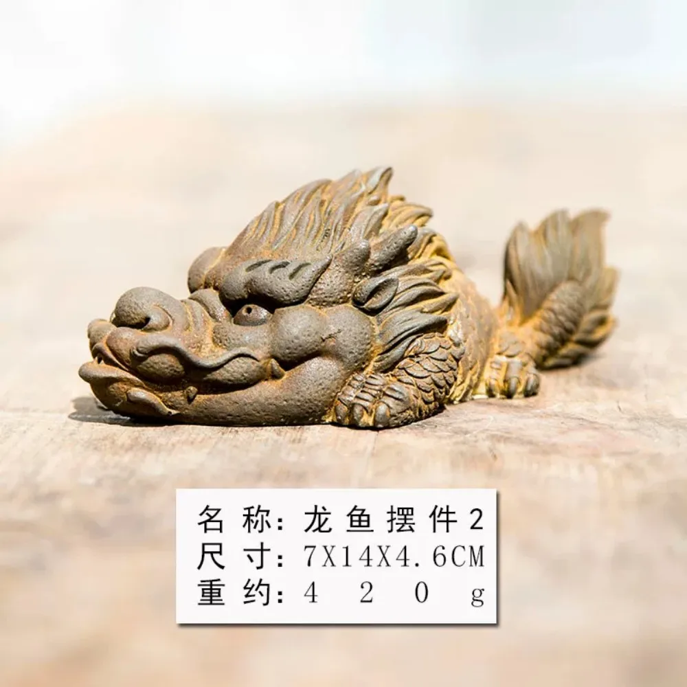 Chinese Dragon Fish Statue Tea Pet Leaping over Dragon Gate Handmade Cast Iron Good Luck Decor