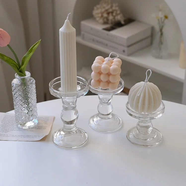 Roman Luxury French Vintage Crystal Candle Holder Glass Aromatherapy Candlelight Dinner Wedding Photography Props Candle Holder