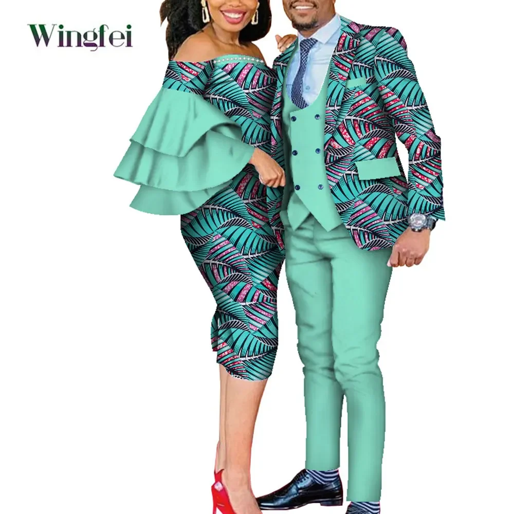 Dashiki African Lovers Suit Party Clothing Husband and Wife Suit African Clothes for Couple Men and Women 2 Pieces Set Wyq677