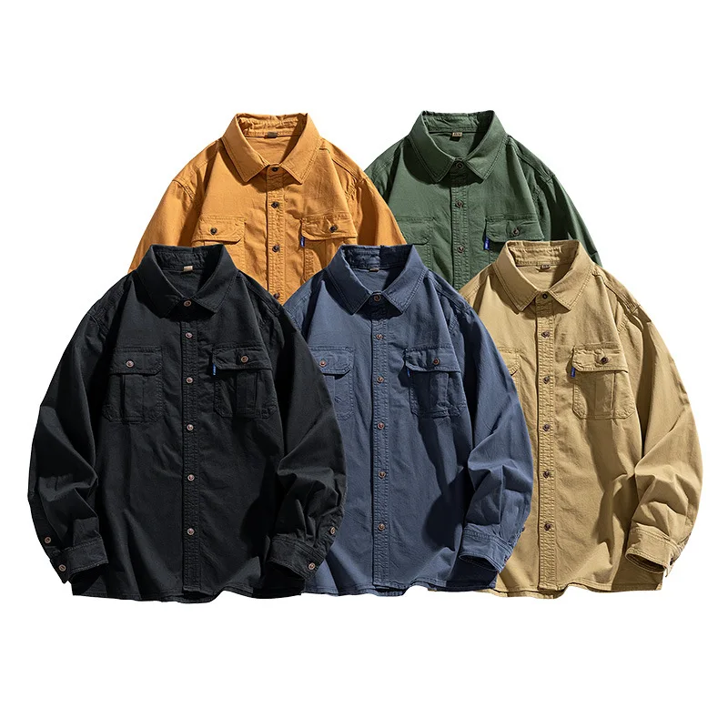 

Retro Japanese Sle Long Sve Casual Loose Men's irt Cool Brand High-End Feelings Haome Outerwear Cardigan Clothing