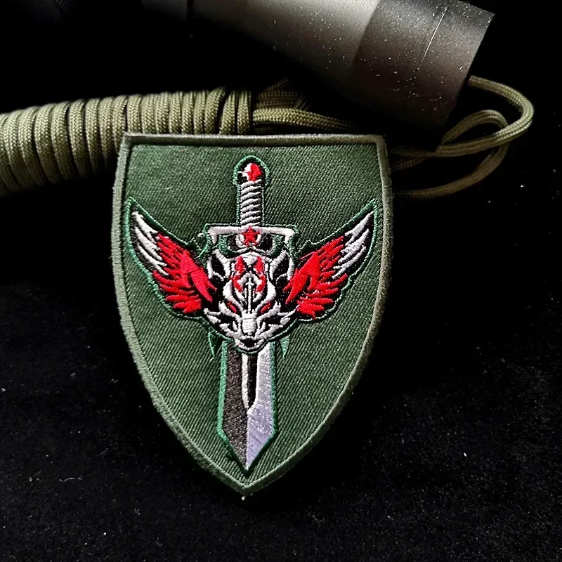 Wolf Warrior Sword Logo Hook&Loop Patches for Clothing Shield Armband Morale Badge on Backpack Hat Embroidered Military Patch