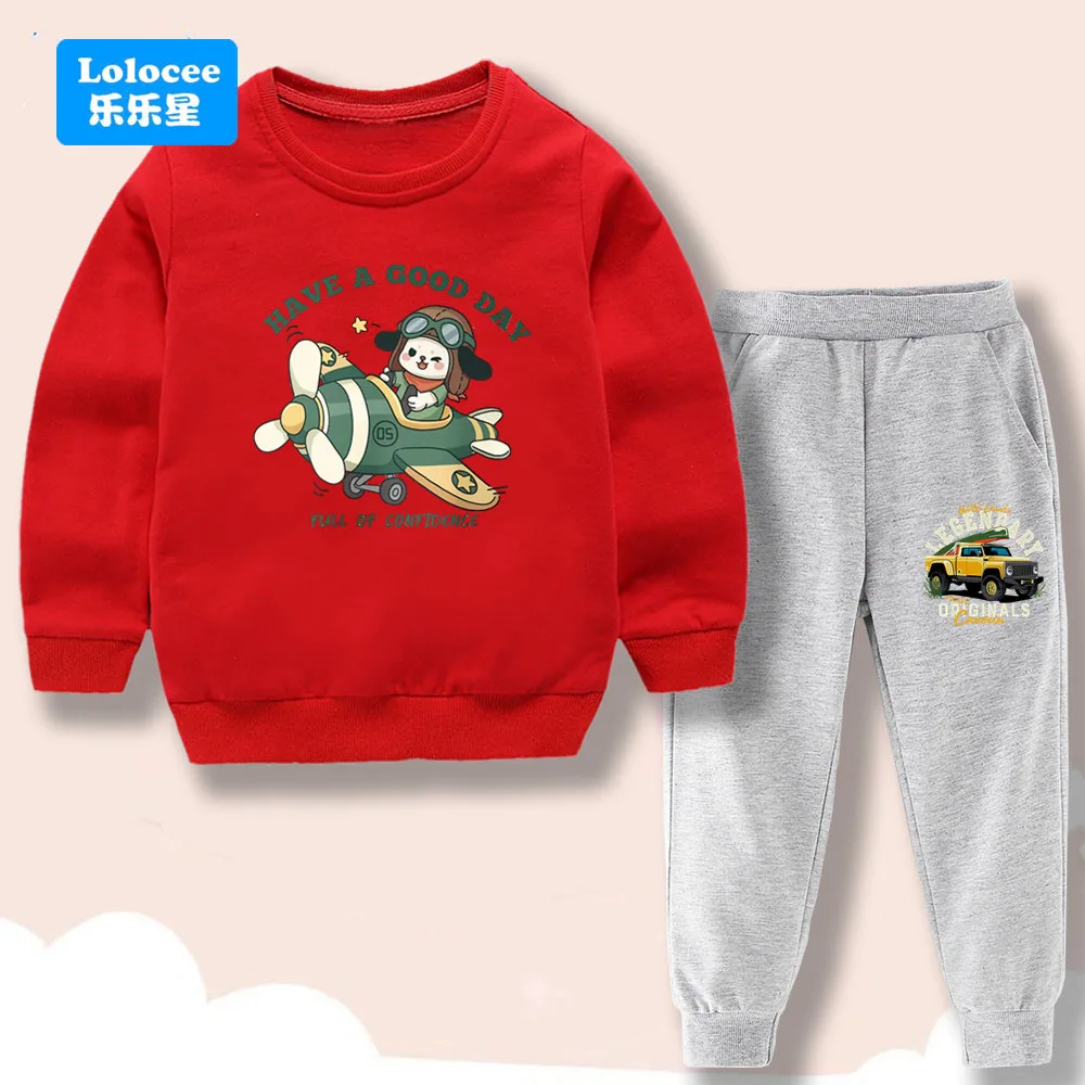 الأولاد الرياضة البلوز والسراويل قطعتين مجموعة الكرتون الدب طباعة الأطفال ربيع جديد Sweatsuit الاطفال المراهقين موضة وتتسابق XJT1 #4