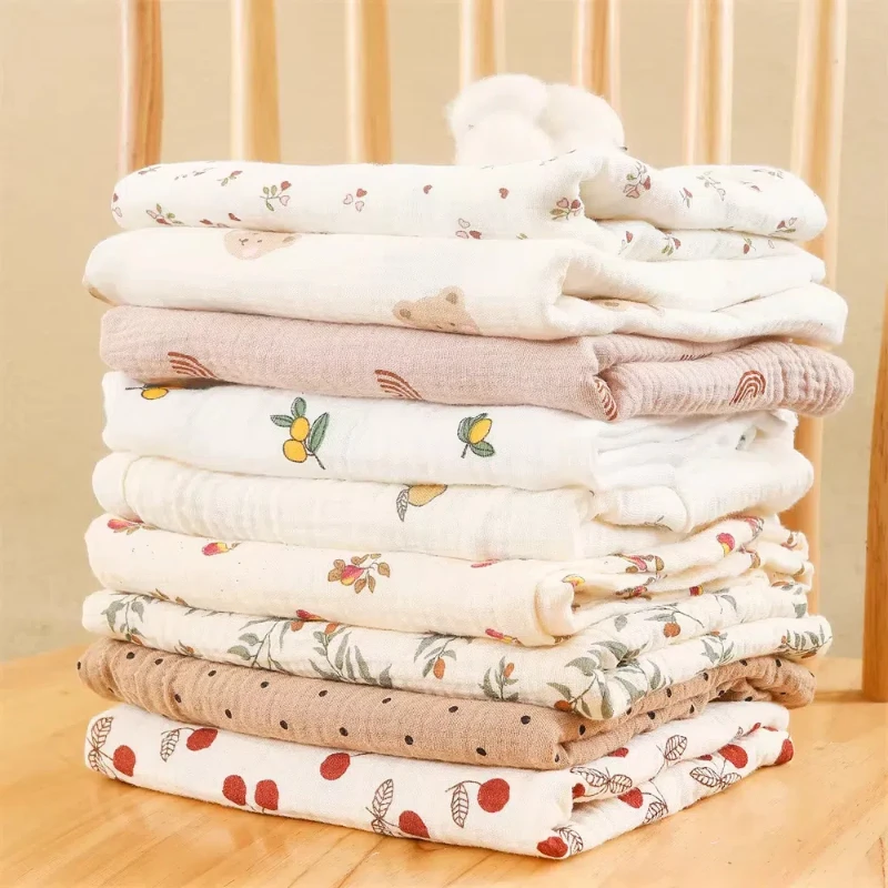 

80X65cm Muslin Squares Baby Swaddle Blanket Newborn Diaper Bedding Cotton Stroller Blankets Babies Accessories Infant Nap Cover
