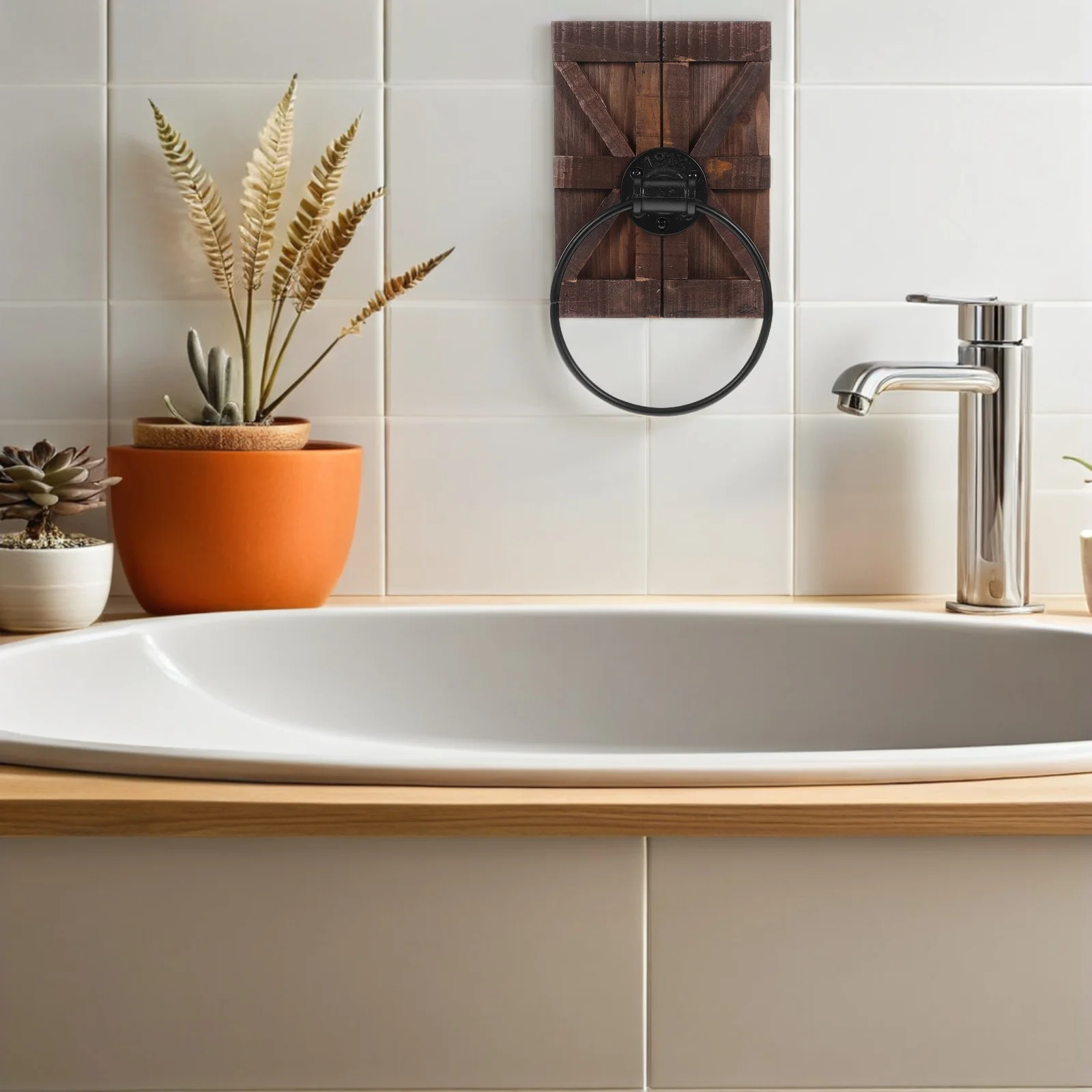 الحديد الحائط منشفة حامل خمر ريفي براون مزرعة اكسسوارات الحمام منشفة الشاي رف المسنين النهاية #1