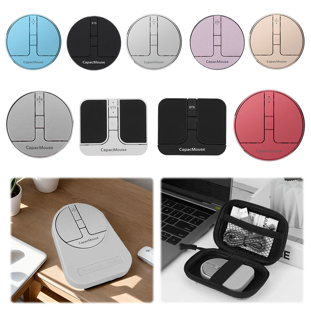 Kabellose Maus, 3 Modi, BT 5,2/2,4 G/USB, leise, ultradünn, kapazitive Mini-Mäuse, 3 einstellbare DPI, wiederaufladbar, mit USB-Empfänger