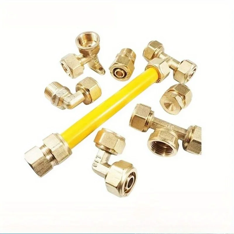 1-piece set 1216 aluminum-plastic pipe copper joints 4-inch straight elbow tee 4-inch copper pipe fittings garden hose connector