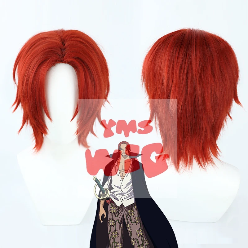 2 Types Anime Akakami no shankusu Cosplay Wig Wine Red Short Heat Resistant Synthetic Hair Wig