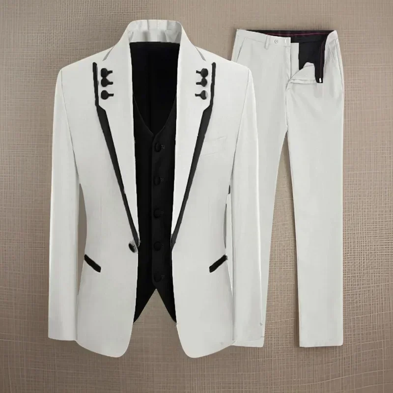 Formal Men Suits 3 Pieces Wedding Tuxedos Party Groom Costume Homme Best Man Suit Arrival (Jacket + Pants)