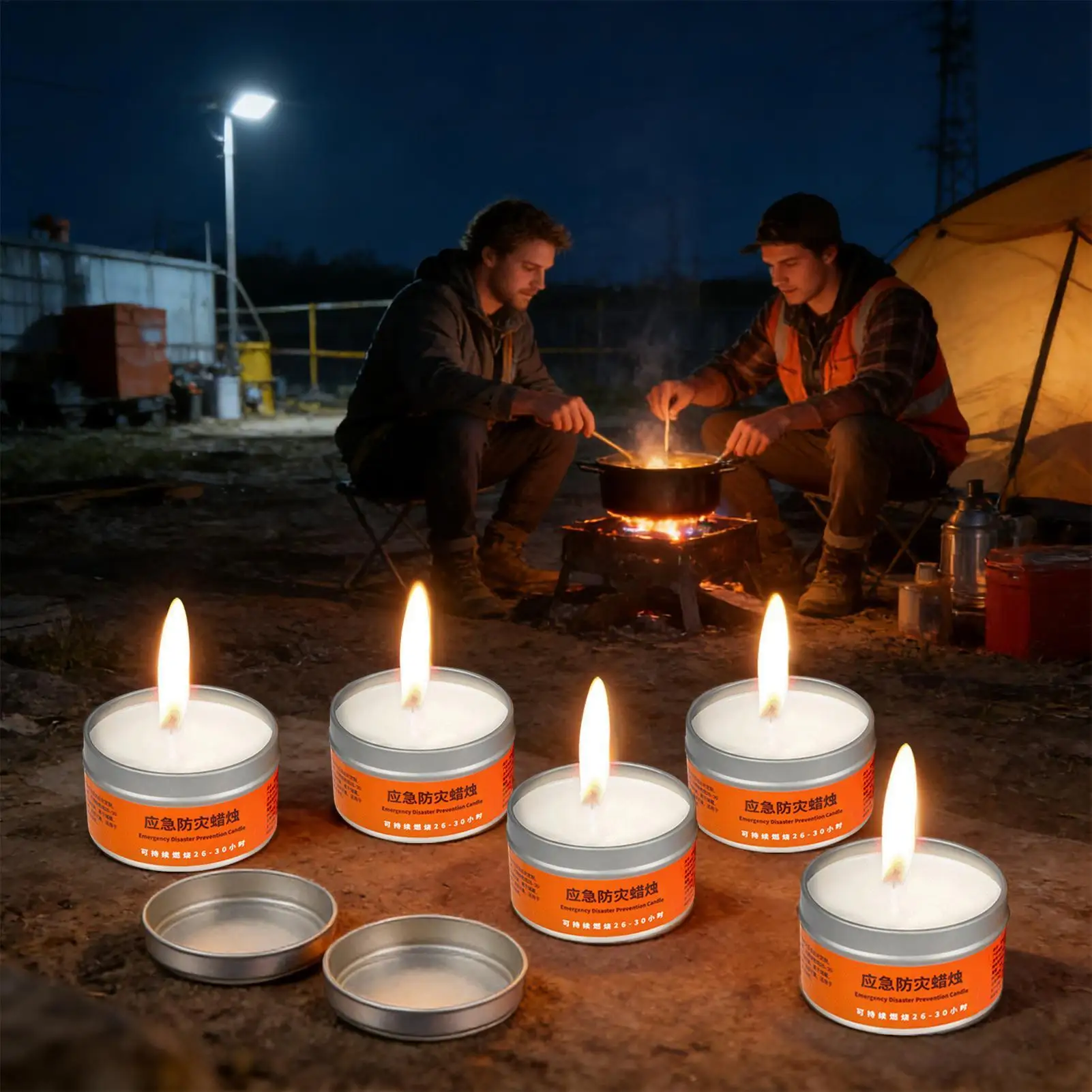 Survival Candle Stable Brightness Clean 26-30 Hours Outdoor Camping Candle for Adventure Backpacking Hiking Power Failure Tent