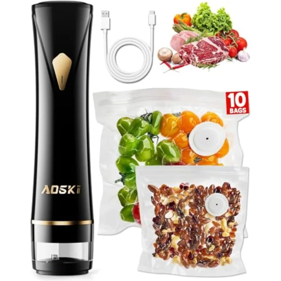 

Vacuum Sealer Machine for Kitchen Food Storage: Compact Automatic Handheld Sealer with Detachable Water Tank, 10 PCS Vacuum Sea