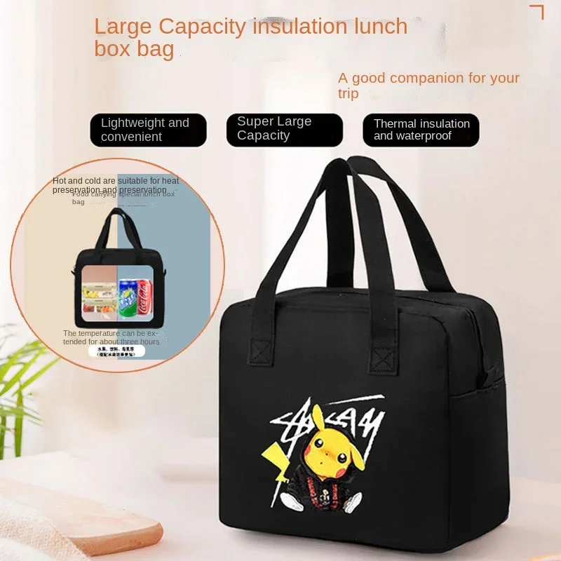 Anime Pokemon Pikachu Cartoon Cooler Lunch Box Kids Women Portable Insulated Canvas Lunch Bag Thermal Food Picnic Lunch Bags New