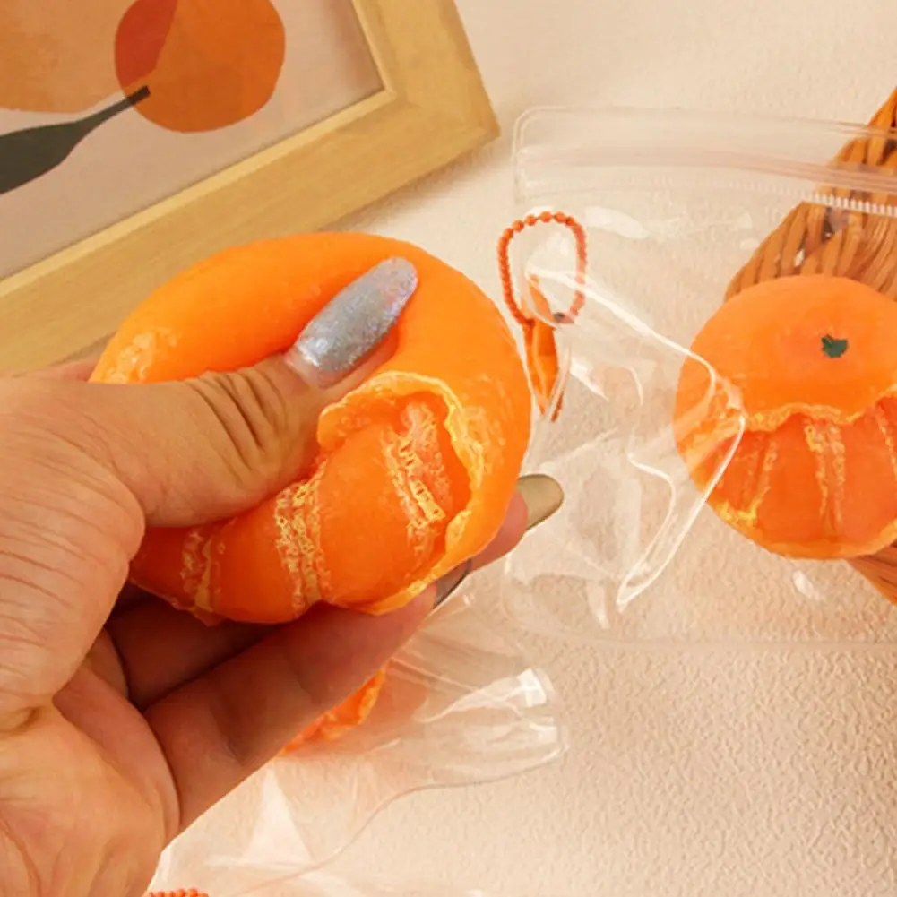 Orange Pinch Super Soft Mud Version Decompression Toy Ball Peeling Orange Pinch Music Slow Rebound Creative Orange Pendant 1pcs