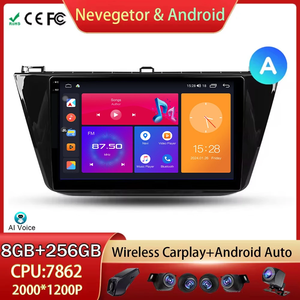 

Car Radio For Volkswagen Tiguan 2 Mk 2016 - 2022 Android Auto Multimedia Video Player Stereo GPS Navigation 5G WIFI No 2din DVD