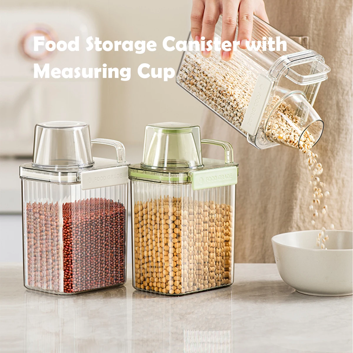 WMMO Plastic Sealed Jar Strong, High Sealing Performance Bottles Moisture-proof Jar Kitchen Container for Snack Grains Storage