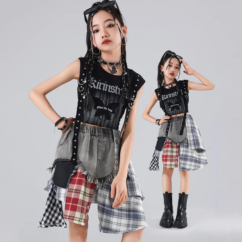 子供のためのボールルームダンス服,クールなヒップホップウェア,ジャズダンスコスチューム,kpopステージ衣装,ストリートウェア,xs8241