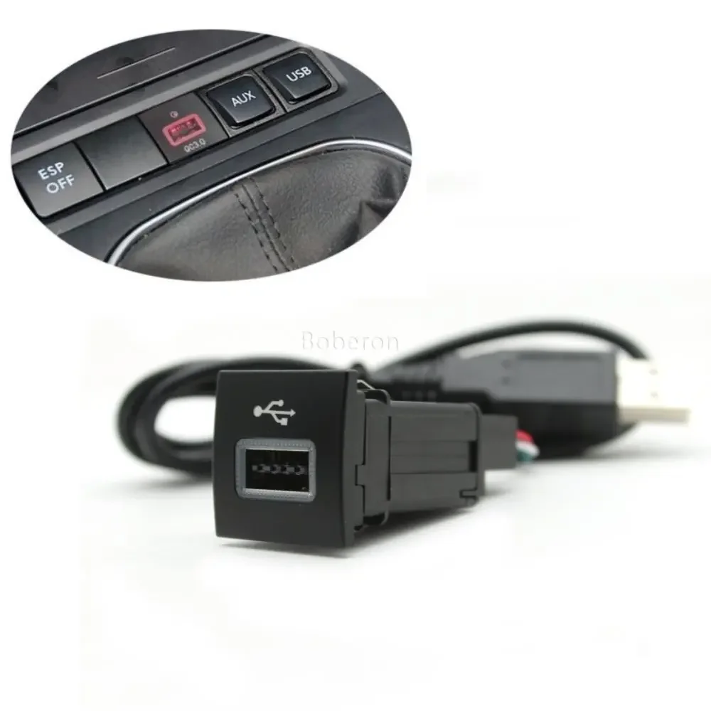 For VW Golf 6 Jetta MK5 EOS Scirocco Touran Car Quick Charger Audio Radio U-disk Flash  QC3.0 USB Input Adapter Socket