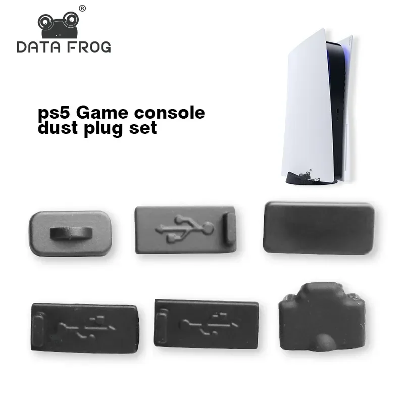 DATA FROG 6PCS Silicone Anti Dust Plug Set USB Interface Protective Cover For PS5 Game Console Gaming Accessories
