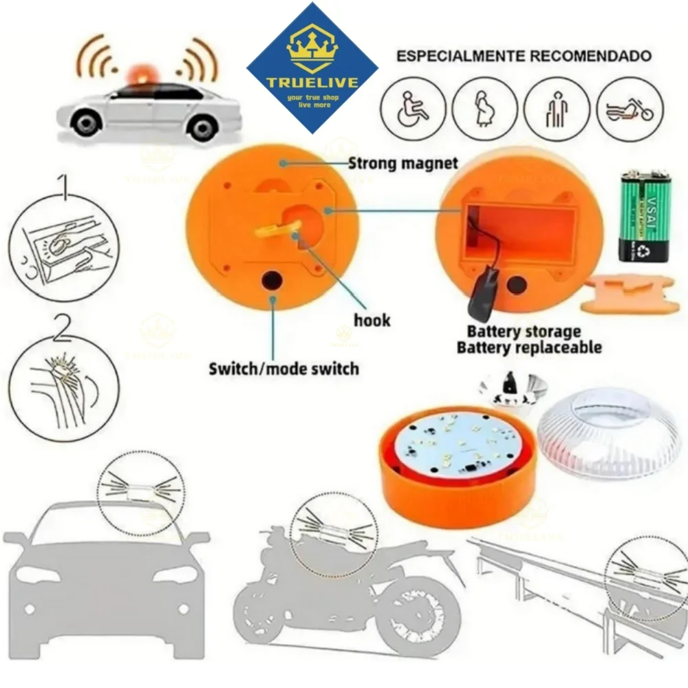 5/3/1PCS V16 LED Car Emergency Light Flashlight Rechargeable Safety Signal Lamp Warning Light Waterproof Beacon Lamp Lighting