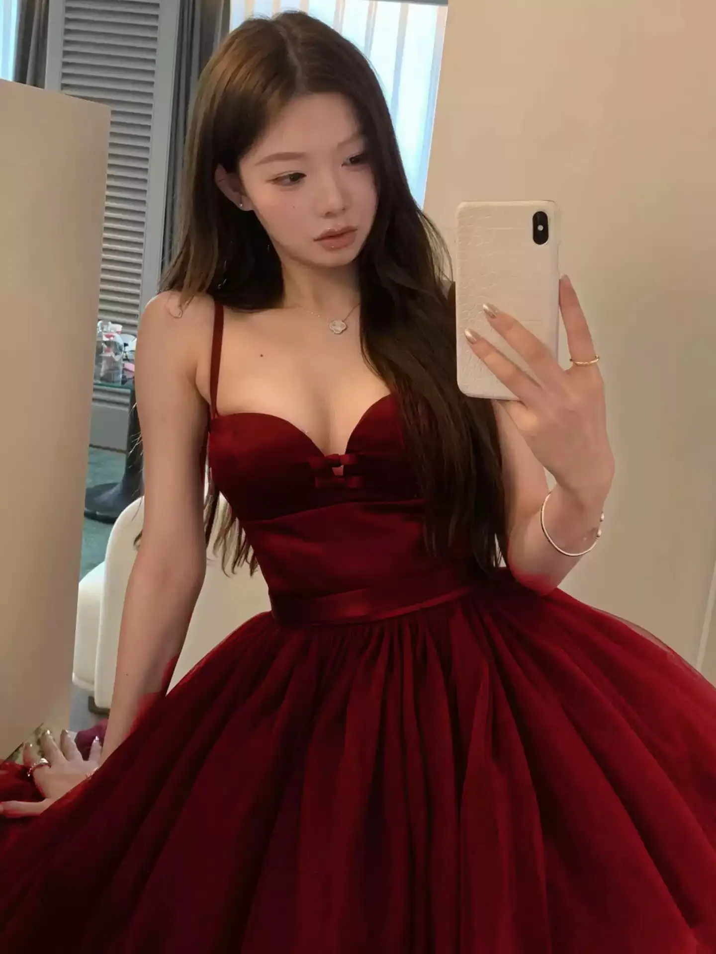 فستان حفلة موسيقية عنابي سباغيتي طول الشاي فستان الحفلات الكرة ثوب سستة / الدانتيل متابعة الظهر فستان الحفلات الصيفية