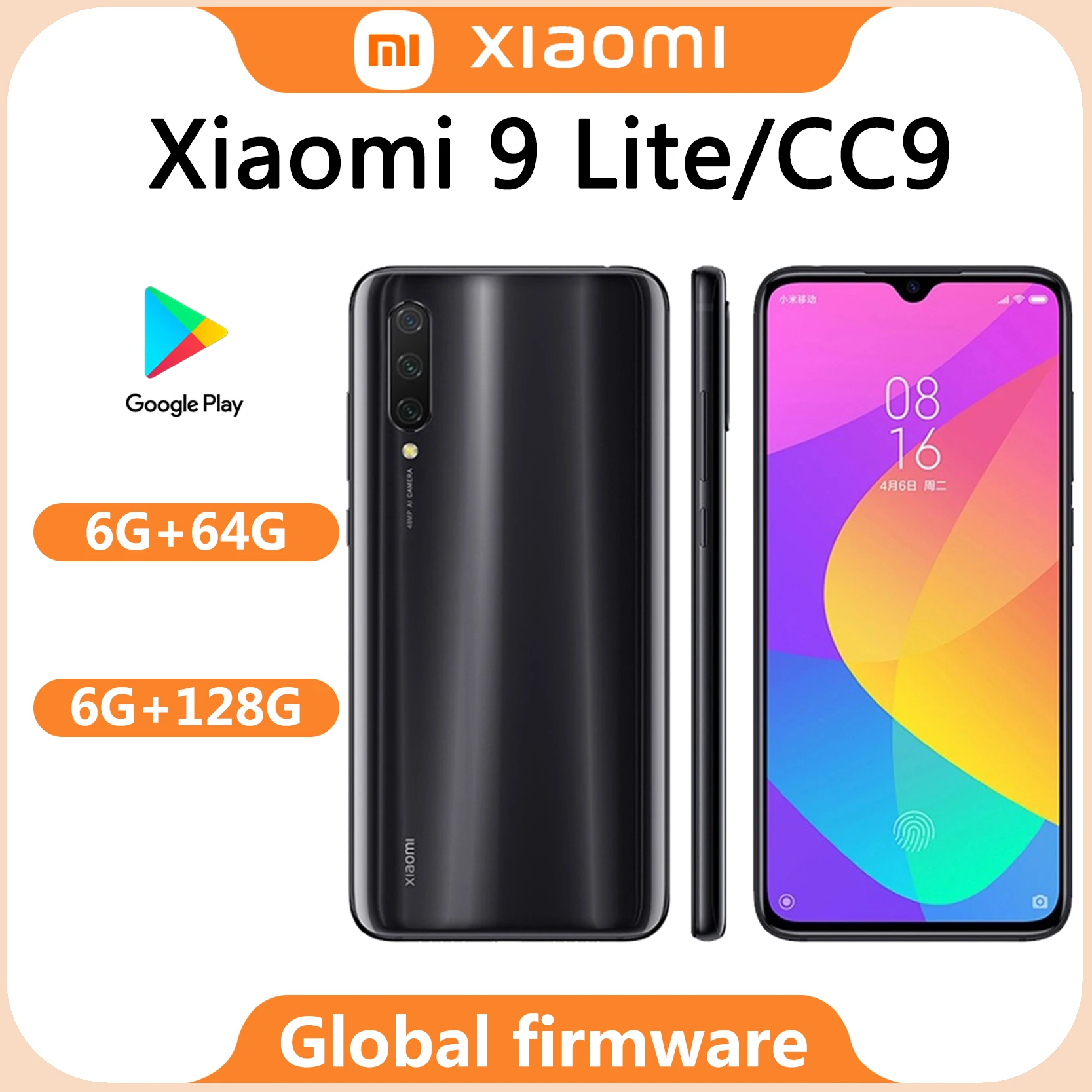 Smartphone Xiaomi 9 Lite/cc9 4G Fast Charging, Snapdragon 710, 48 MP + 32 MP, 18W, Original Global firmware used phone