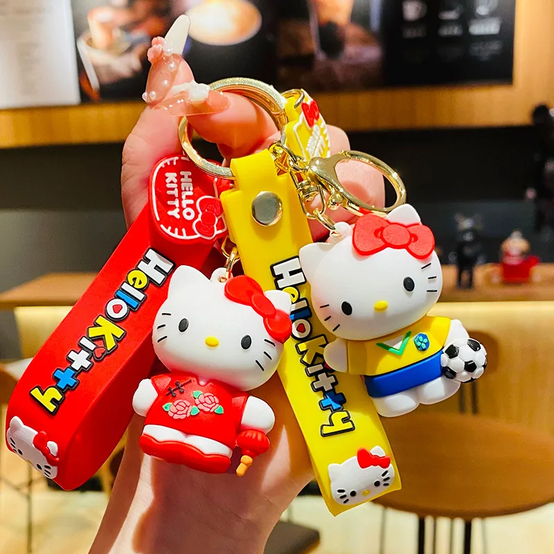 

Cute Hello Kitty Cosplay-inspired Ornaments Creative Hello Kitty Plush-style Car Keychains Couple Bag Charms Accessory Gifts