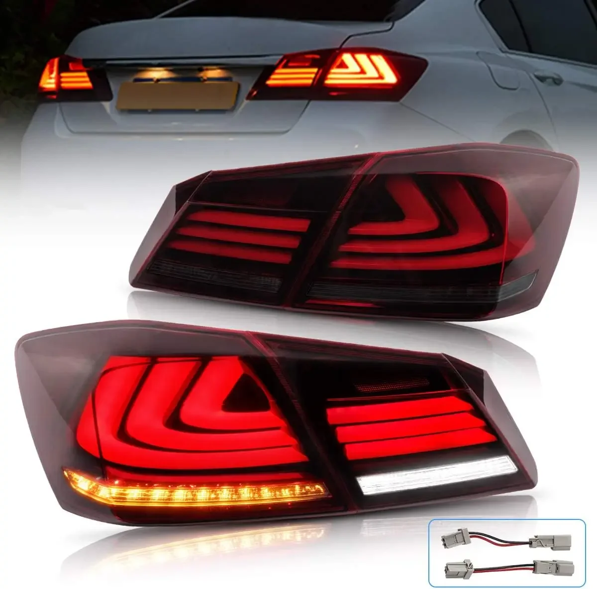 LED Tail lights for Honda accord 2013 2014 2015 (Red Smoke)