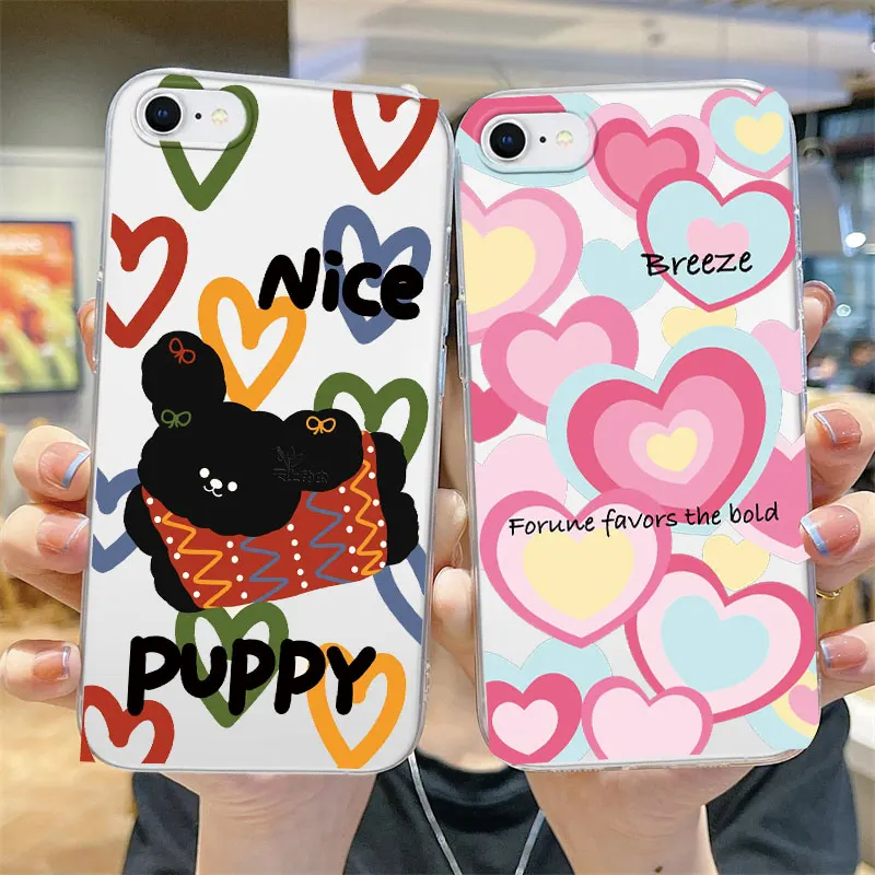 الكرتون القط الحب زهرة فراشة الفتيات قضية الهاتف لابل آيفون 6 6 ثانية 7 8 زائد SE 2020 2022 سيليكون مطبوعة Fundas غطاء من البولي يوريثان