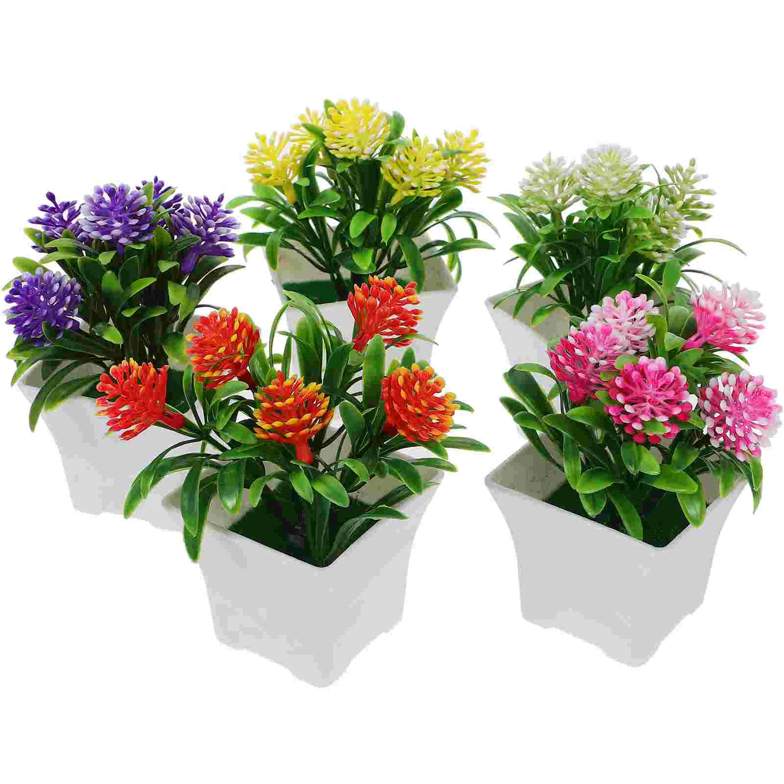 

5 Pcs Artificial Potted Plant Bonsai Plants Flower Realistic Office Fake Planta