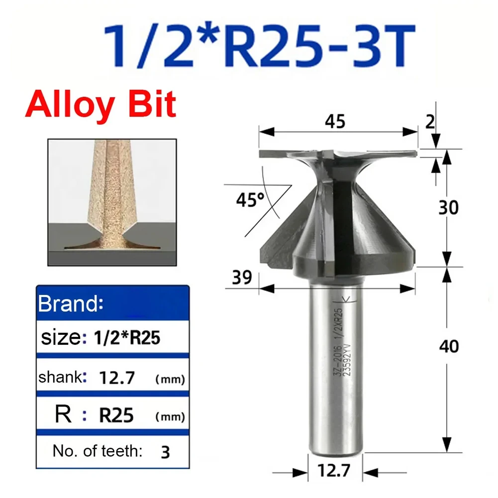 R18/25/30 1/2 In Router Drill Bit Seamless Blue Router Drill Bit Three-edged Bending Router Bits Power Tools R18/25/30