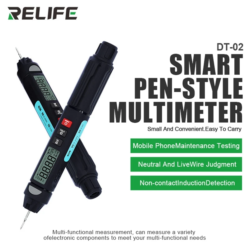 RELIFE DT-02 New Multifunctional Mini Smart Pen Multimeter DC AC Voltage Tester Mobile Phone Maintenance Test Tool