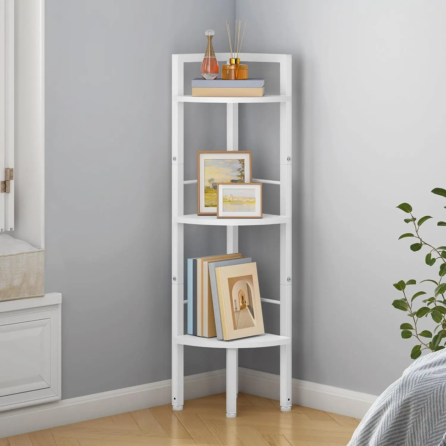 

3-х уровневая промышленная угловая полка, белая, высота 39,6 дюйма, компактное хранилище для спальни, гостиной, офиса