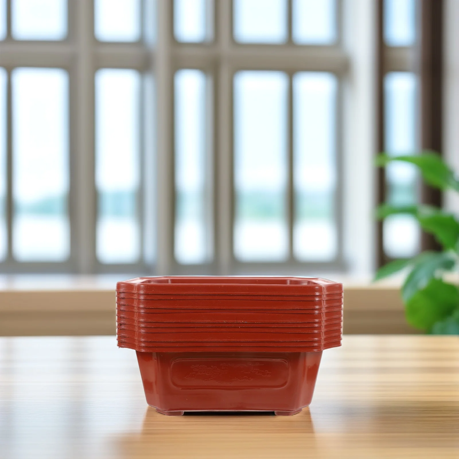 

10 Pcs Bonsai Pot Vintage Flower Pots Rectangular Plastic Planting Container for Indoor Office Garden Succulent Plants Household