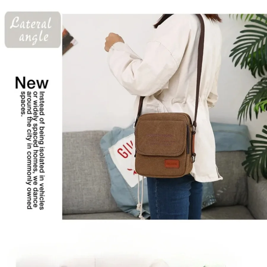 

New men's canvas shoulder bag Korean version of the casual canvas work commuter bag men business crossbody bags