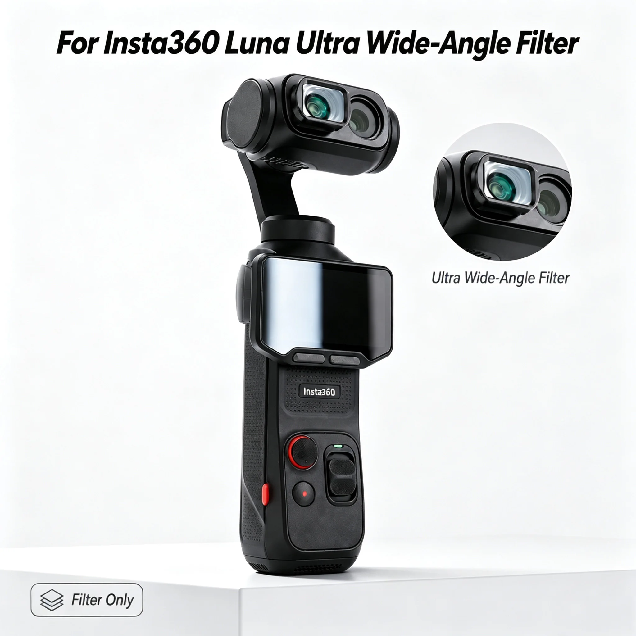 114 °   Objectif grand angle 0,72x magnétique pour élargir le champ visuel, accessoires d'objectif à cadre en aluminium pour Insta360 Luna Ultra