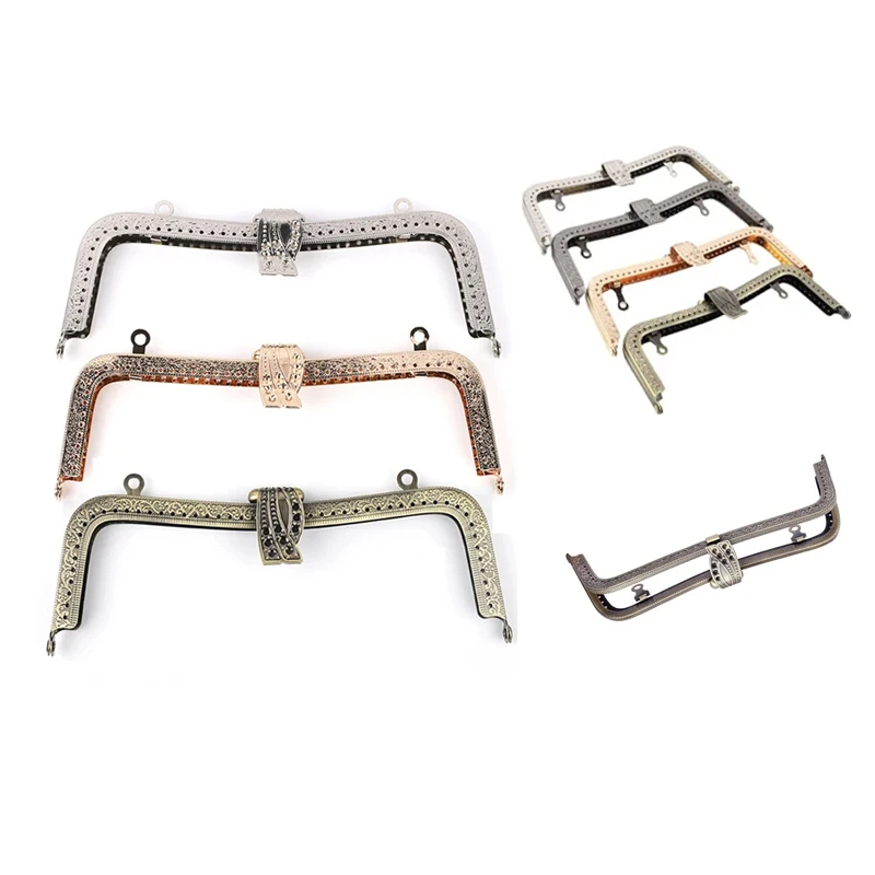 1Pcs 20cm Embossing Metal Purse Frame Handbag Handle Kiss Clasp Lock Bronze DIY Hardware Crafts Parts Women Bag Accessories